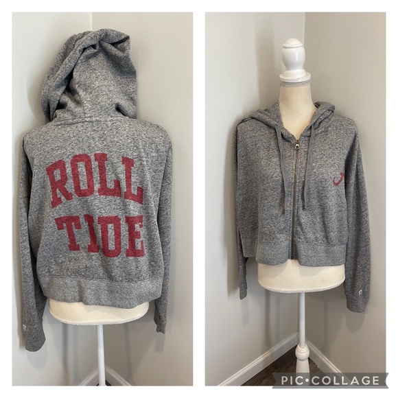 Tailgate Tops - TAILGATE WOMEN'S ALABAMA CRIMSON TIDE CROPPED ZIP-UP FLEECE HOODIE